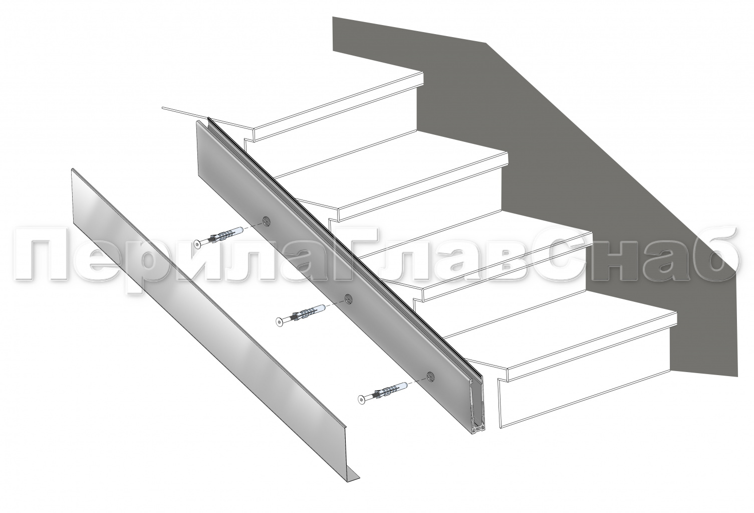в торец на лестничный марш в торец на лестничный марш