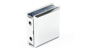 Коннектор для душевой  стена-стекло 45х45 мм, 90°, с двумя отверстиями, цинк, полированный t731 PZn купить в Уфе