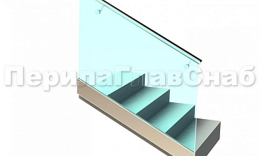 Ограждение с поручнем на выносе в зажимном профиле на лестнице купить в Уфе