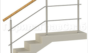 Два ригеля на сварке, круглый пластиковый поручень и круглые стойки купить в Уфе