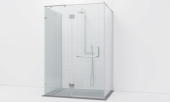 Комплект фурнитуры для душевой перегородки возле стены с дверью и глухими стеклами t571-1 в Уфе. Готовые проекты ПерилаГлавСнаб