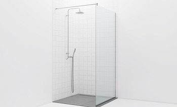 Стационарная душевая перегородка на профиле t581-1 в Уфе. Готовые проекты ПерилаГлавСнаб