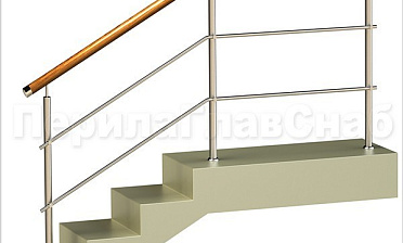 Два ригеля на держателях, круглый деревянный поручень и круглые стойки купить в Уфе