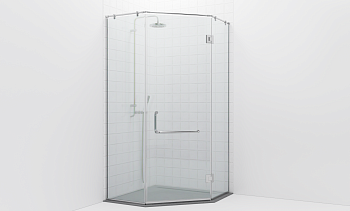 Комплект фурнитуры для трапециевидной душевой перегородки на профиле с угловой штангой t553-1 в Уфе. Готовые проекты ПерилаГлавСнаб