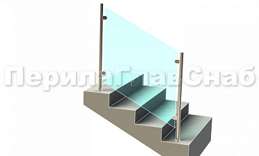 Ограждения лестницы без поручня с зажимными стеклодержателями и стойками купить в Уфе