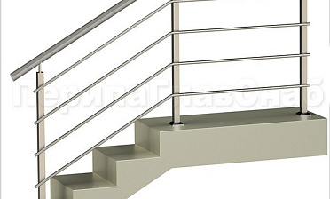 Четыре ригеля на сварке, круглый поручень и квадратные стойки купить в Уфе