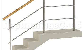 Два ригеля на держателях, квадратный деревянный поручень и круглые стойки в Уфе. Готовые проекты ПерилаГлавСнаб Два ригеля на держателях, квадратный деревянный поручень и круглые стойки в Уфе. Готовые проекты ПерилаГлавСнаб