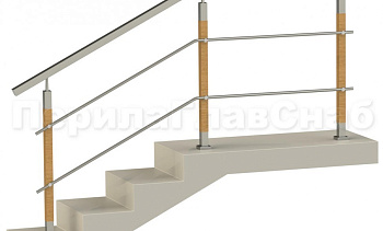 Два ригеля на держателях, квадратный поручень и квадратные деревянные стойки в Уфе. Готовые проекты ПерилаГлавСнаб Два ригеля на держателях, квадратный поручень и квадратные деревянные стойки в Уфе. Готовые проекты ПерилаГлавСнаб