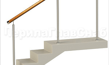 Нержавеющие ограждения без ригелей с деревянным поручнем в Уфе. Готовые проекты ПерилаГлавСнаб