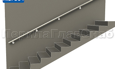 Готовый пристенный поручень с 5 держателями, длина 3700 мм (AISI 304) k730-37 купить в Уфе