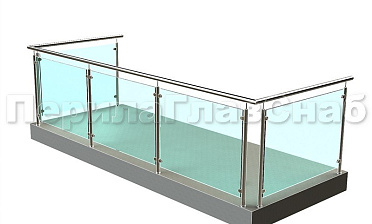 Ограждение из нержавеющей стали со стеклами для балкона купить в Уфе