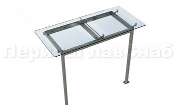 Стеклянный козырек на прямом каркасе со стойками в Уфе. Готовые проекты ПерилаГлавСнаб