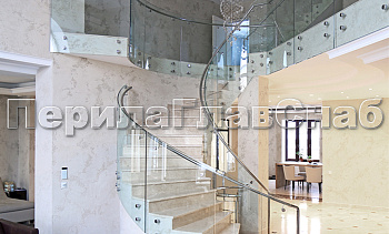 Стеклянные перила для винтовых лестниц в Уфе. Готовые проекты ПерилаГлавСнаб Стеклянные перила для винтовых лестниц в Уфе. Готовые проекты ПерилаГлавСнаб