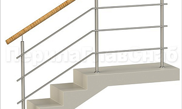 Три ригеля на сварке, круглый пластиковый поручень и круглые стойки купить в Уфе