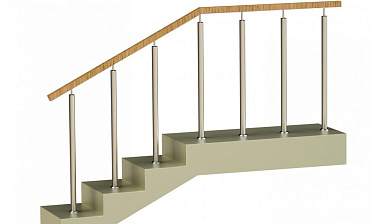 Ограждения со стойками в каждую ступень с квадратным деревянным поручнем без ригелей купить в Уфе