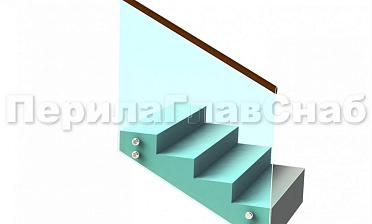 Ограждение с деревянным поручнем на точечном креплении на лестнице купить в Уфе