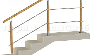 Два ригеля на держателях, квадратный деревянный поручень и квадратные деревянные стойки в Уфе. Готовые проекты ПерилаГлавСнаб Два ригеля на держателях, квадратный деревянный поручень и квадратные деревянные стойки в Уфе. Готовые проекты ПерилаГлавСнаб