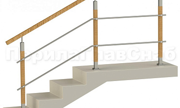 Два ригеля на держателях, квадратный деревянный поручень и квадратные деревянные стойки купить в Уфе