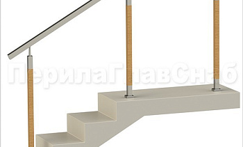 Нержавеющие ограждения без ригелей с квадратным поручнем и стойками с деревянными вставками в Уфе. Готовые проекты ПерилаГлавСнаб Нержавеющие ограждения без ригелей с квадратным поручнем и стойками с деревянными вставками в Уфе. Готовые проекты ПерилаГлавСнаб