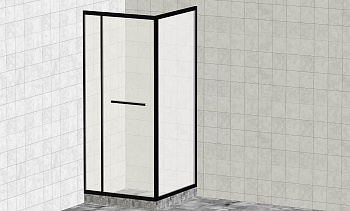 Комплект душевой с внутренней подвижной дверью,толщина стекла 8мм, 900х900х2000, AUSI 304, черная t470 Bl в Уфе. Готовые проекты ПерилаГлавСнаб