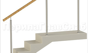 Нержавеющие ограждения без ригелей с квадратным деревянным поручнем в Уфе. Готовые проекты ПерилаГлавСнаб