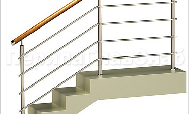 Четыре ригеля на держателях, круглый деревянный поручень и круглые стойки купить в Уфе