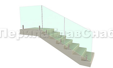 Цельностеклянное лестничное ограждение на министойках из нержавеющей стали для крыльца купить в Уфе