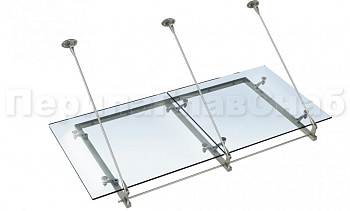 Стеклянный козырек на вантах и профильном каркасе в Уфе. Готовые проекты ПерилаГлавСнаб