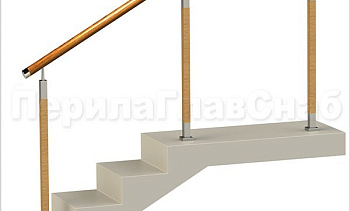 Нержавеющие ограждения без ригелей с круглым деревянным поручнем и стойками с деревянными вставками в Уфе. Готовые проекты ПерилаГлавСнаб Нержавеющие ограждения без ригелей с круглым деревянным поручнем и стойками с деревянными вставками в Уфе. Готовые проекты ПерилаГлавСнаб