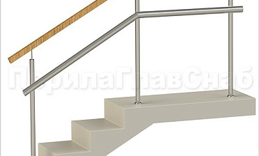 Ограждения с квадратным деревянным поручнем и дополнительным поручнем без ригелей купить в Уфе