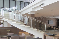 Стеклянные перила для лестниц в Уфе. Готовые проекты ПерилаГлавСнаб - фото 6