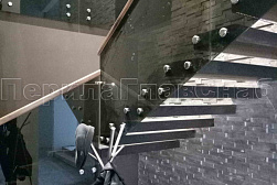 Стеклянные перила для лестниц в Уфе. Готовые проекты ПерилаГлавСнаб - фото 15